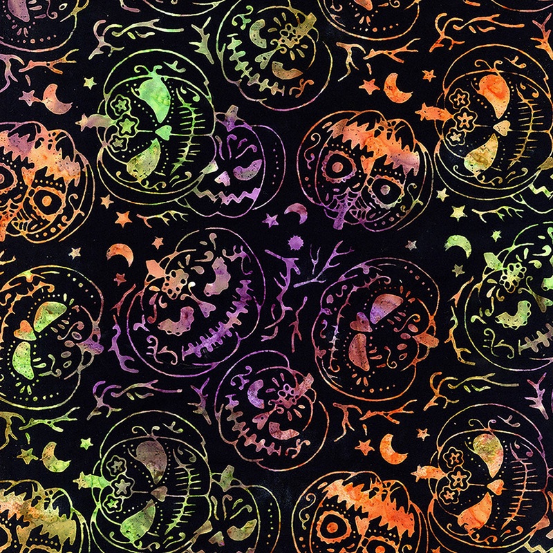 Spell Bound Jack O'Lantern Pumpkin Haunted - Tonga Spellbound Batiks B2790