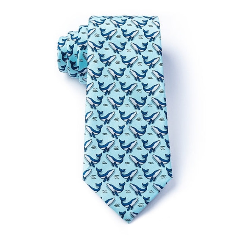 Whales Tie, Light Blue Microfibre