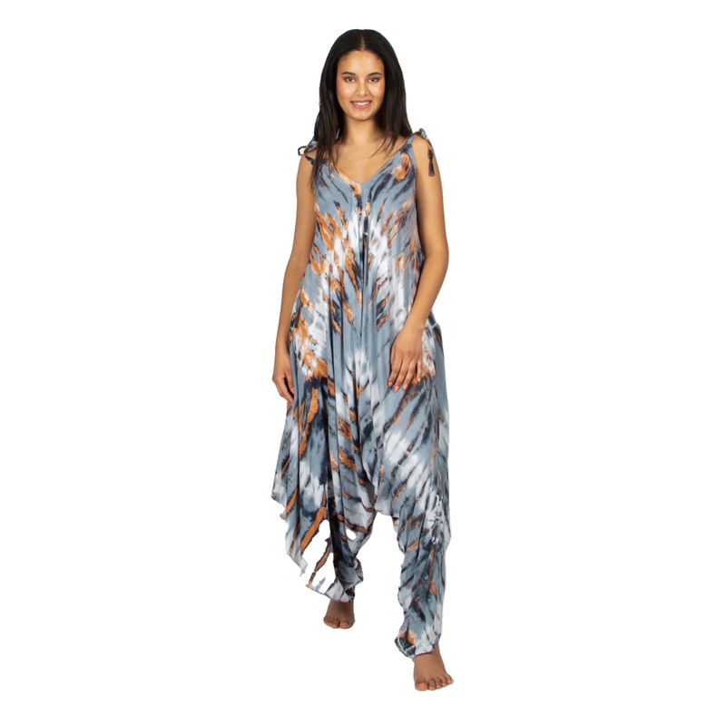 Grey 'Hippie' Style Tie Dye Romper