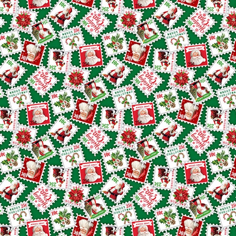 Letters to Santa Letters DP27130-74 Green Multi by Simon Treadwell