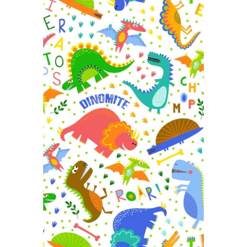 Oasis Fabrics Fun Flannels - T-rex White - OA-44-7501