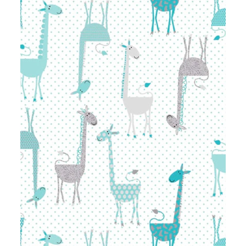 Oasis Fun Flannels Aqua Giraffes Fabric OA-44-7511