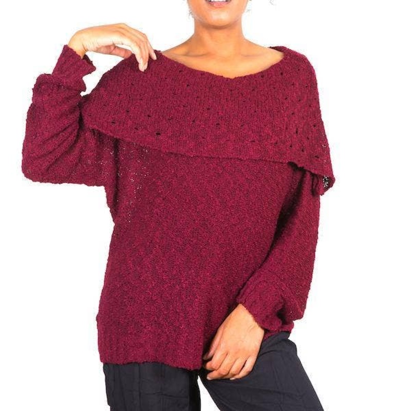 Popcorn Knit Sweater - Claret