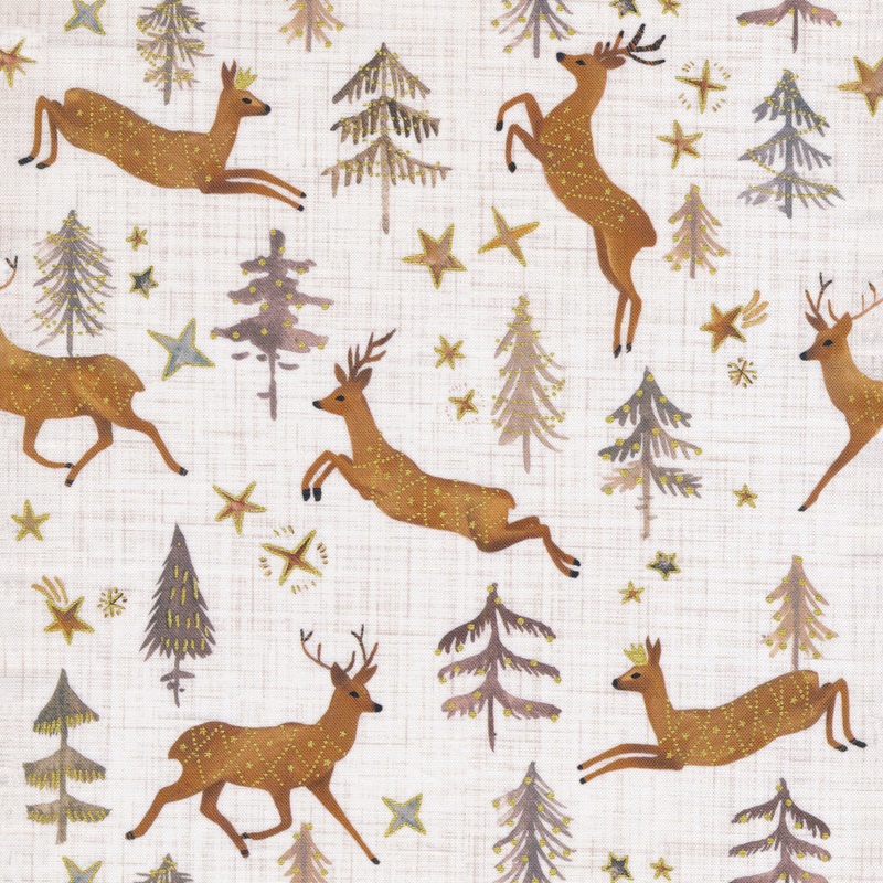 Winter Dreams 90840M-10 Stags White for FIGO Fabrics
