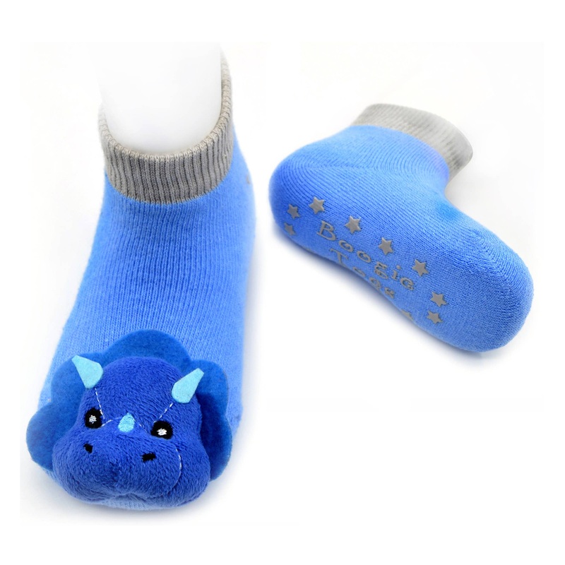 Blue Triceratops Rattle Socks-0-1 & 1-2