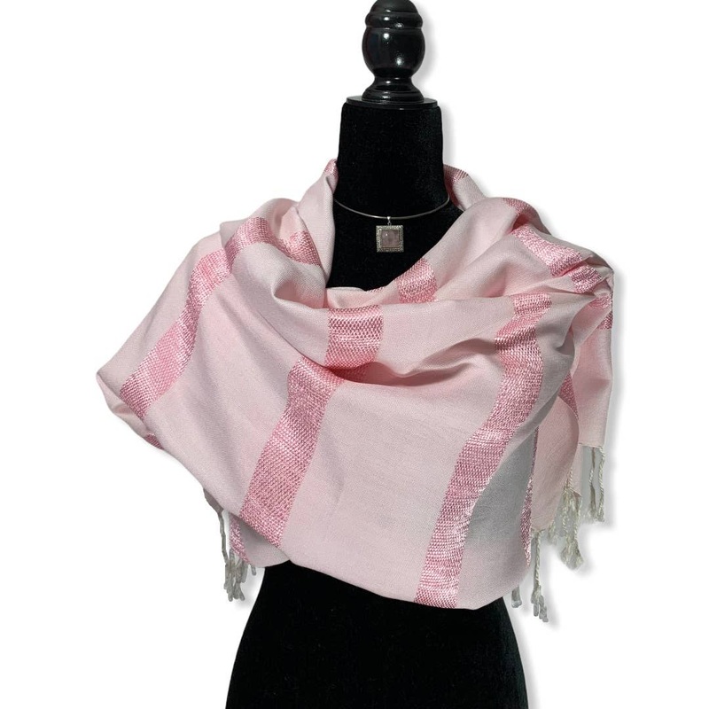 Helyat Handwoven Bamboo Viscose Shawl - Delicate Pink