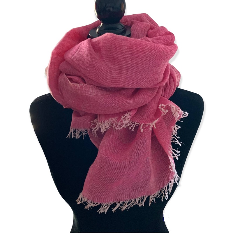 Linen Handwoven Scarf - Pink