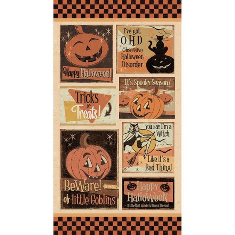 Retro Halloween 24 Panel Multi Clothworks  Y3245-55