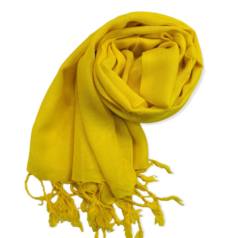 Solid Handwoven Bamboo Viscose Scarf - Yellow