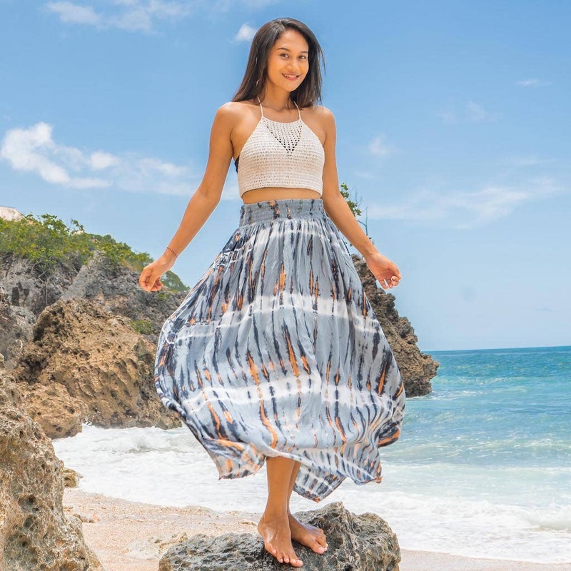 Suzie Blue Canada - Hippie Tie Dye Handkerchief Skirt - Grey