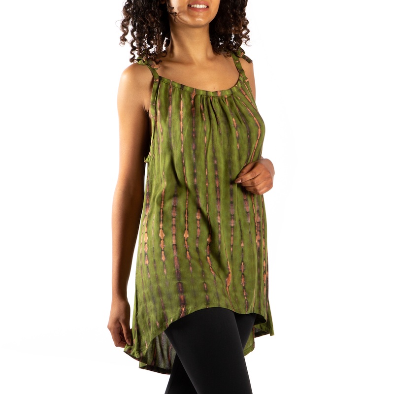 Tie-Dye Bone Motif Tank Top, Green