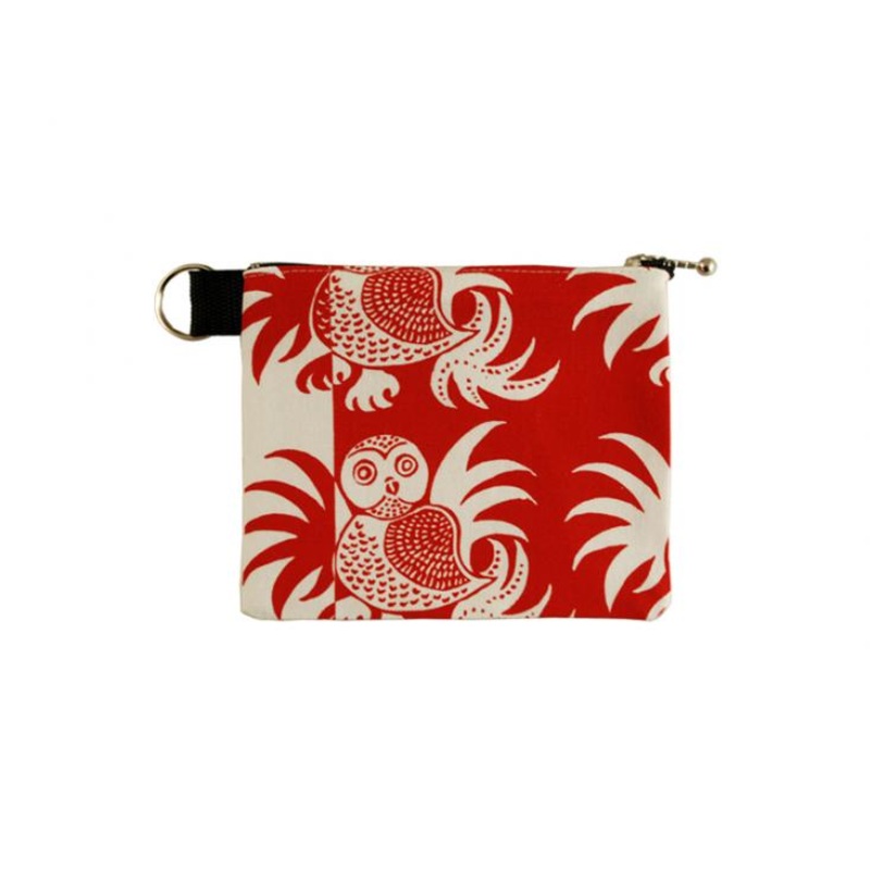 Tundra Owl Red Zip Pouch