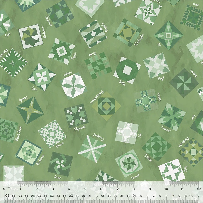 2025 AISH - All Iowa Shop Hop 2025 County Quilts Grass Green Fabric