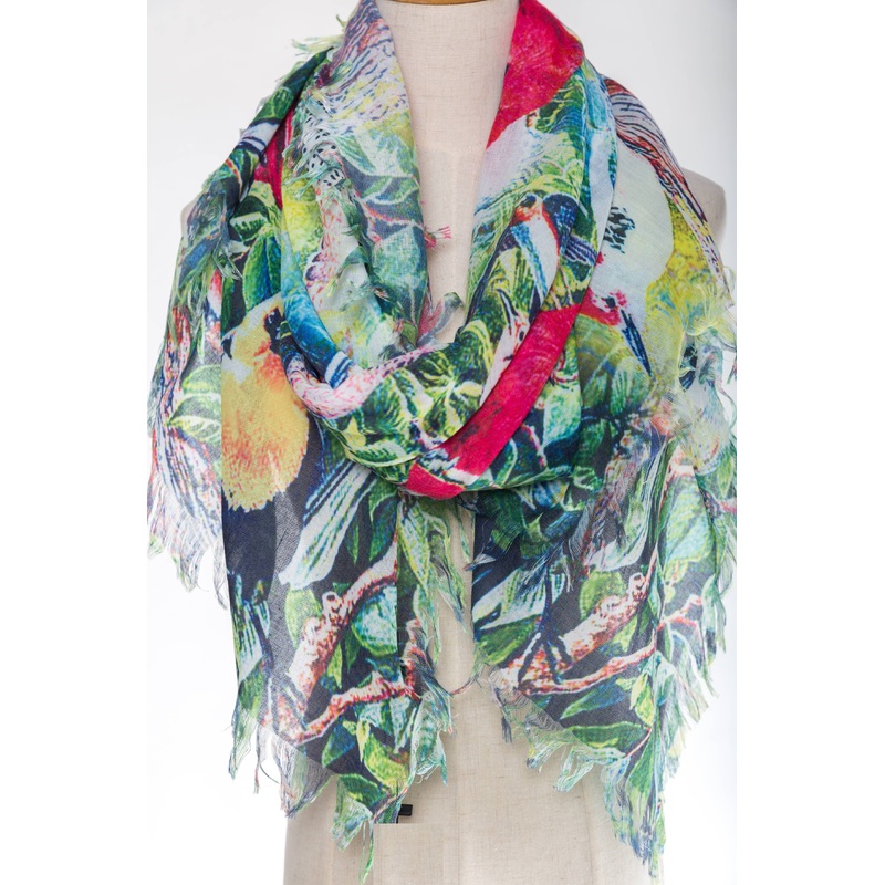 Green Forest Bird Scarf
