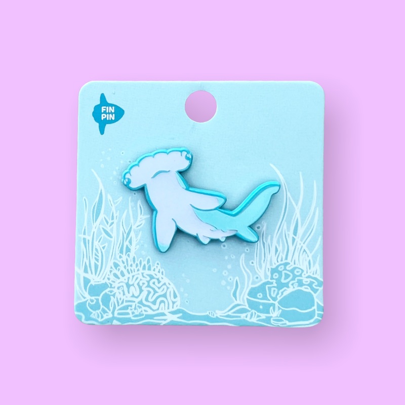 Hammerhead Shark Blue Dyed Enamel Pin