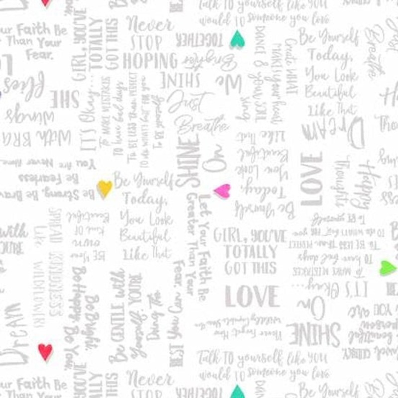 Windham Fabrics Shine On Self-Love White 54843D-4