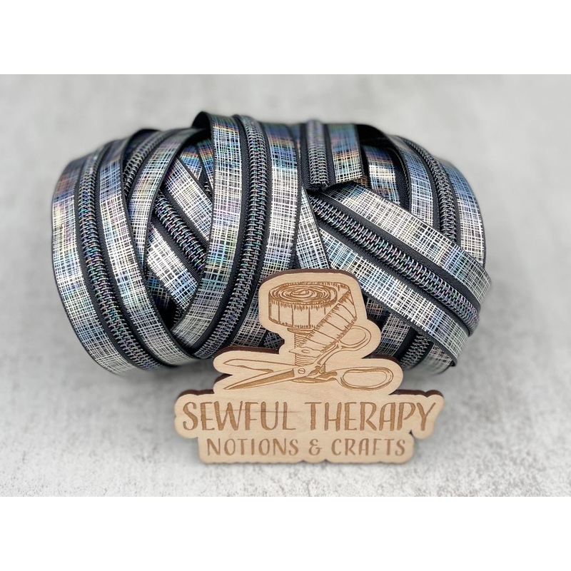 #5 Plaid to the Bones Holo Laser Zipper Tape