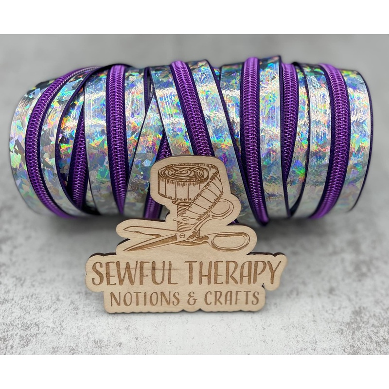 #5 Prismatic Purple Teeth Laser Cut Zipper Tape