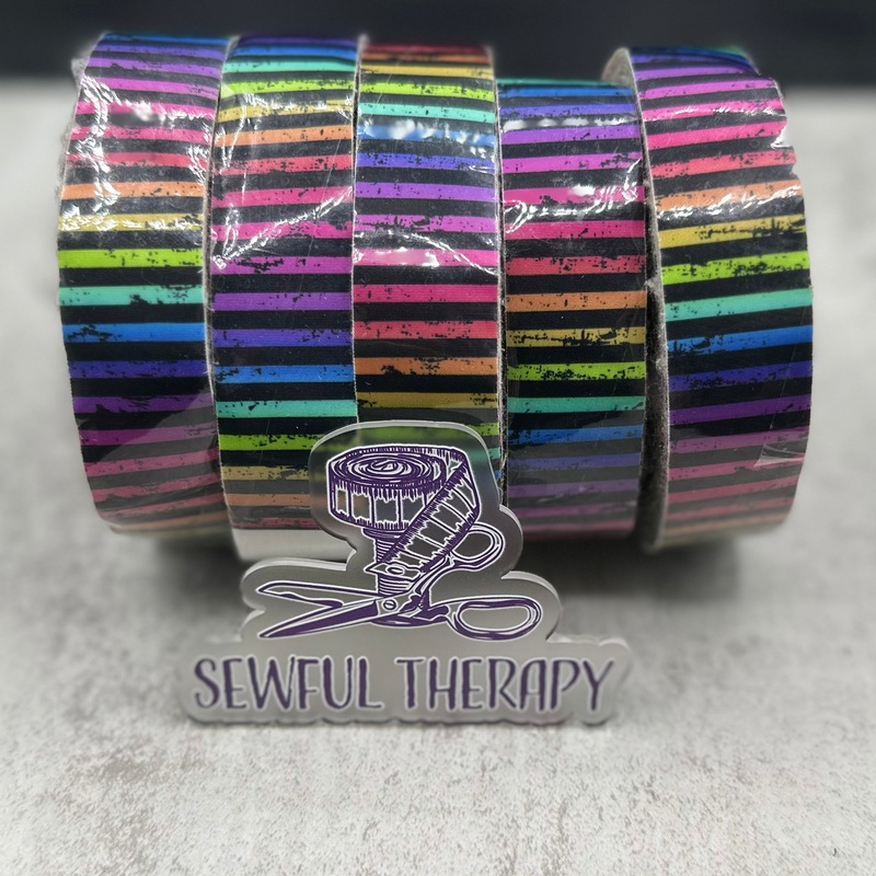 1 Stick 'n Sew Self-Adhesive Binding Tape in Grunge Rainbow Stripes (10 Yard Roll)