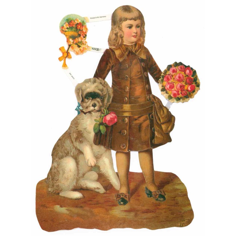 Young Girl in a Coat with a Dog Scrapbook Picture