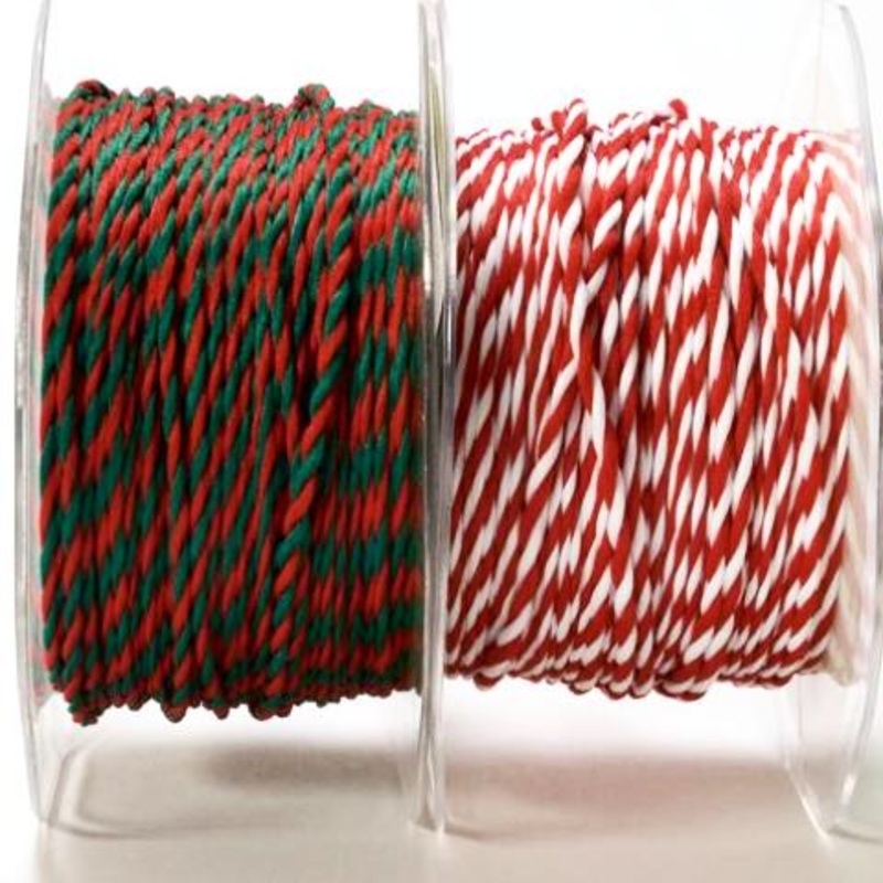 Baker's Twine Twisted Cord-Red/White & Green/Red-Skinny 1/16"