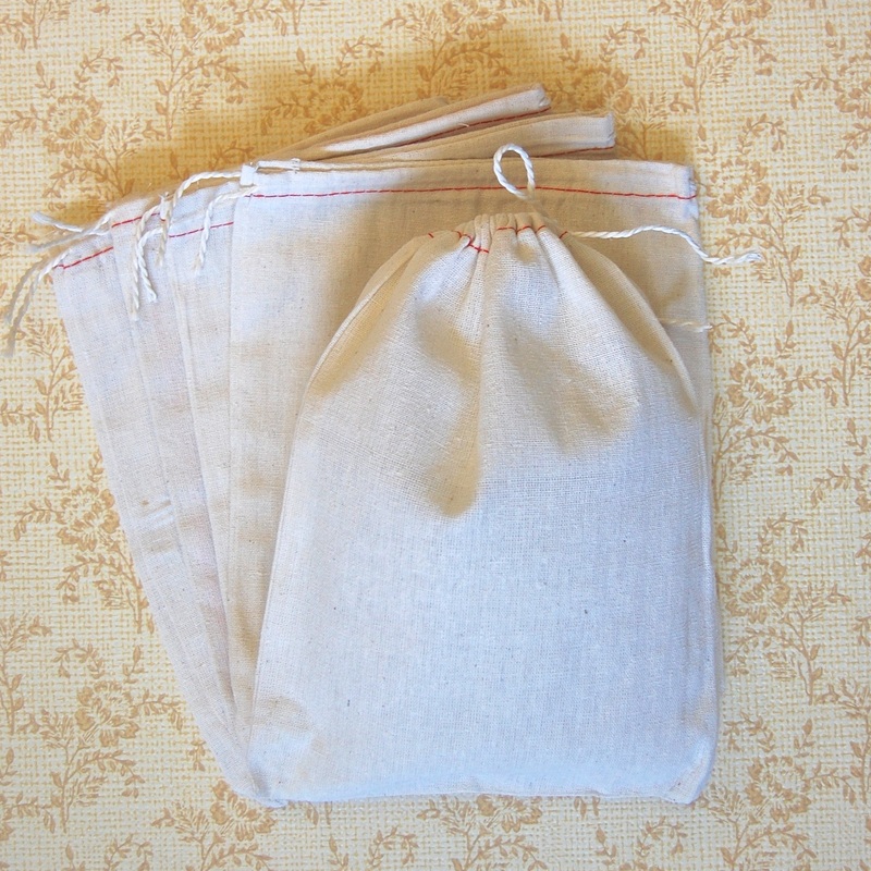 Cotton Drawstring Sacks-Set of 5 Natural