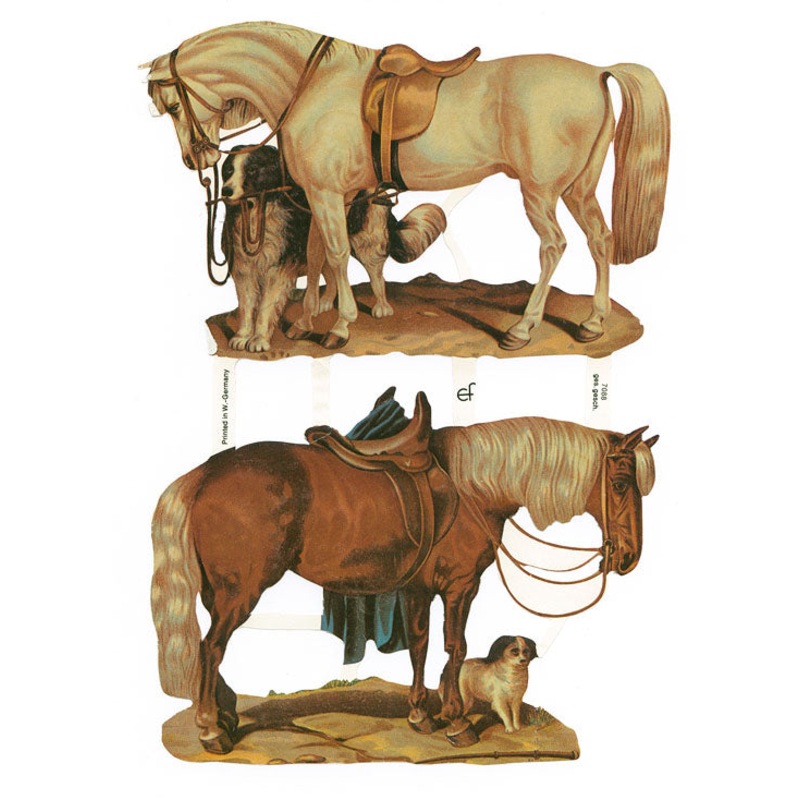 Horses & Dogs, Vintage Scrapbook Picture