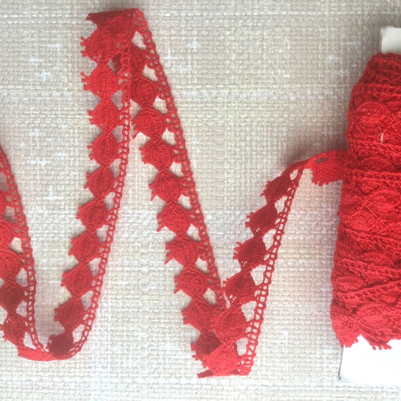 Oval French Picot Cotton Trim-Red