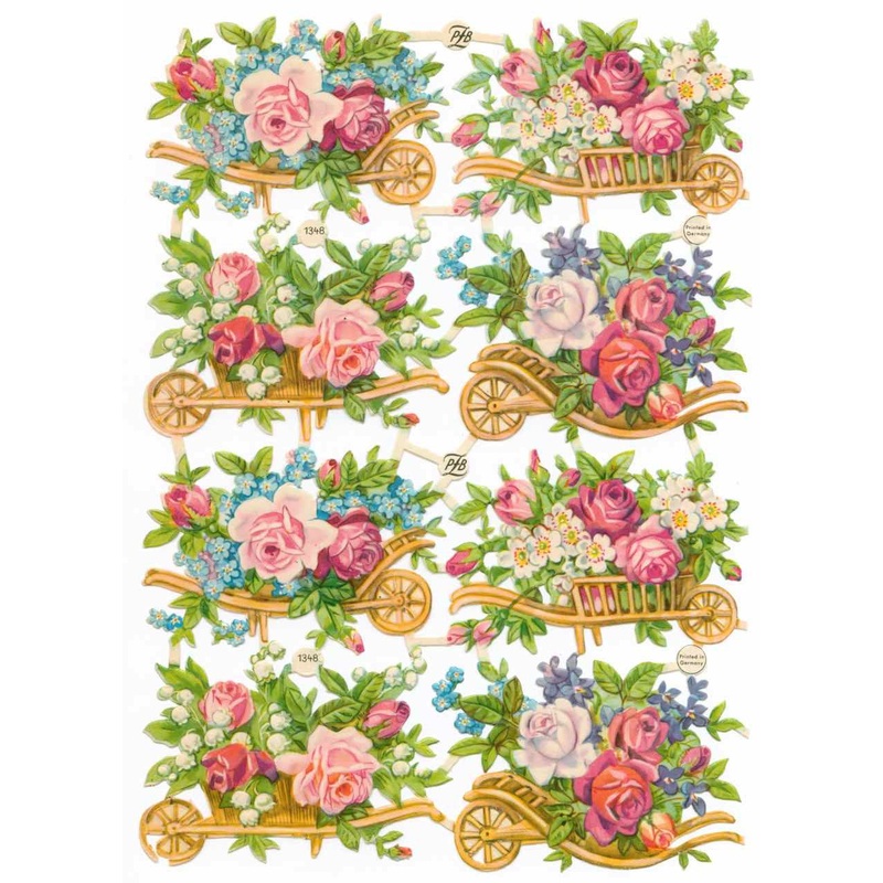 Scrapbook Pictures, Flowers in Wheelbarrow