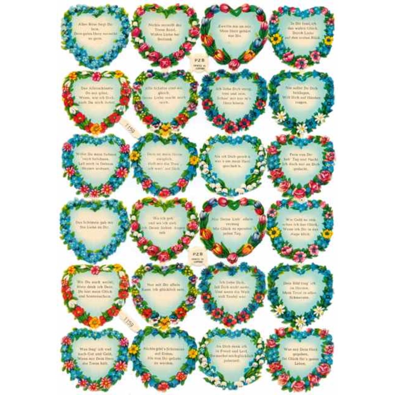 Scrapbook Pictures, German Hearts with Flowers