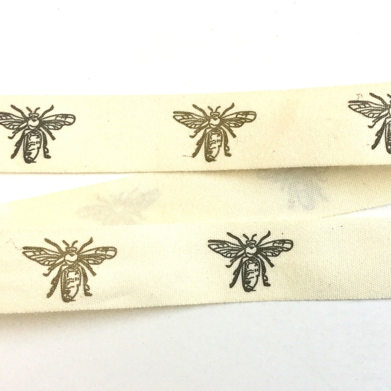 Bees, Natural Cotton Icon Ribbon