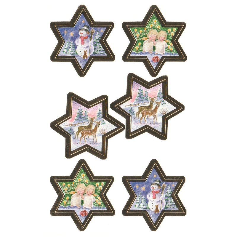 Christmas Scenes in Metallic Stars - Stickers