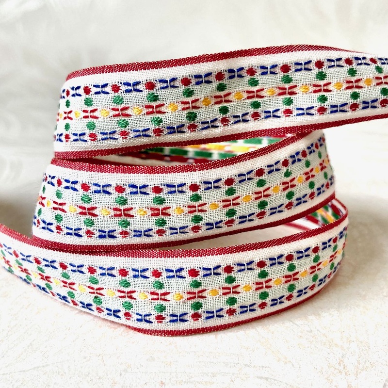 Dots & X's Jacquard-Red/Blue/Yellow/Green/White-By the Yard & 36 Yard Roll