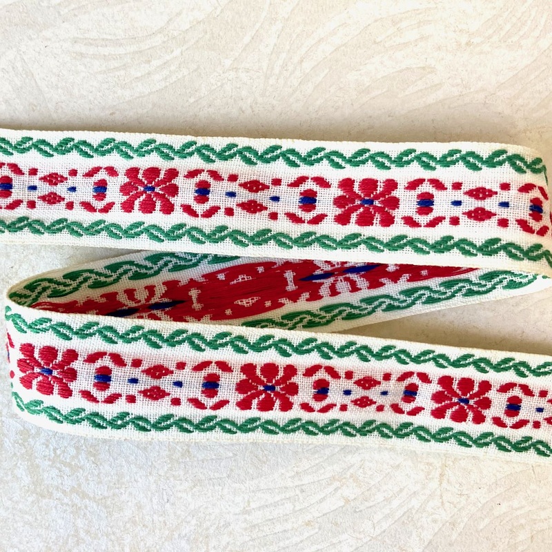 Festive Floral Jacquard-Red Green White-By the Yard & 66 Yard Roll