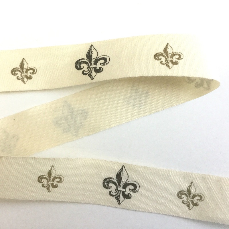 Fleur de lis, Natural Cotton Icon Ribbon