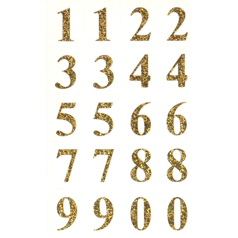 Gold Hologram Numbers - Stickers