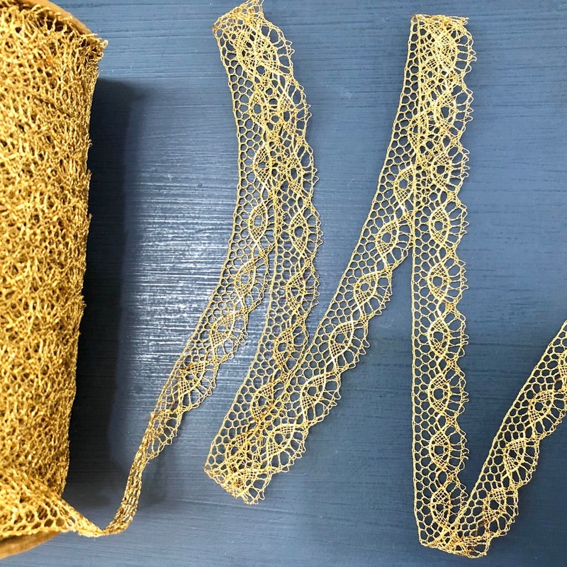 Metallic Cotton Lace-Gold-By the Yard & 144 Yard Roll