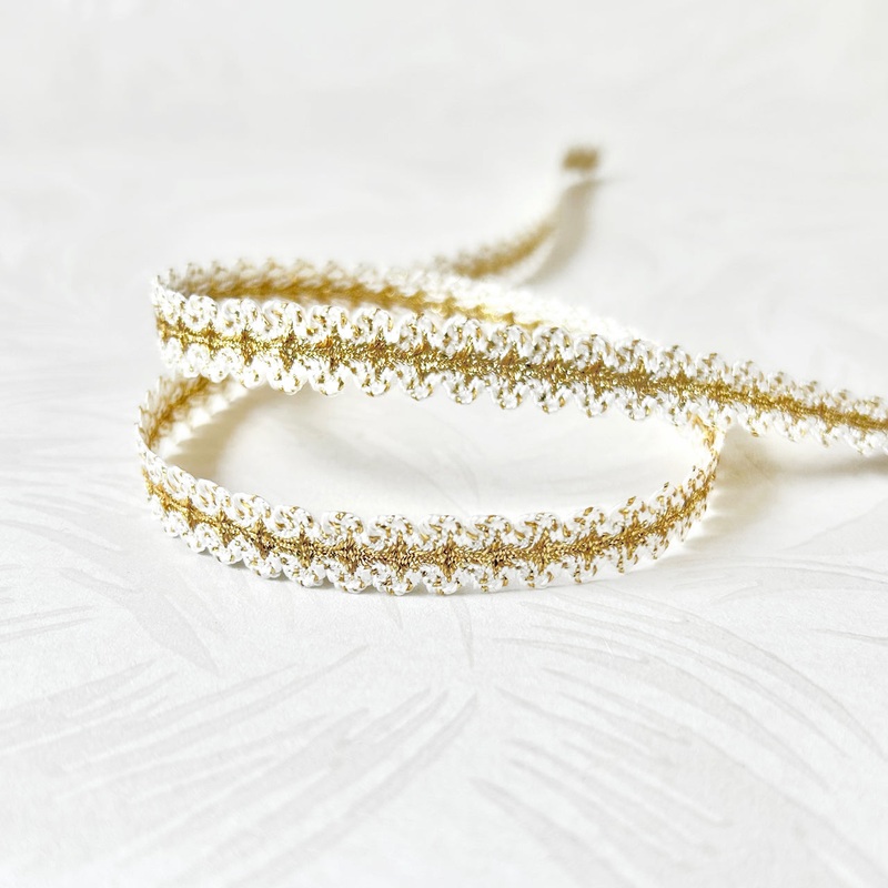 Metallic Gimp Braid-Antique Gold & White
