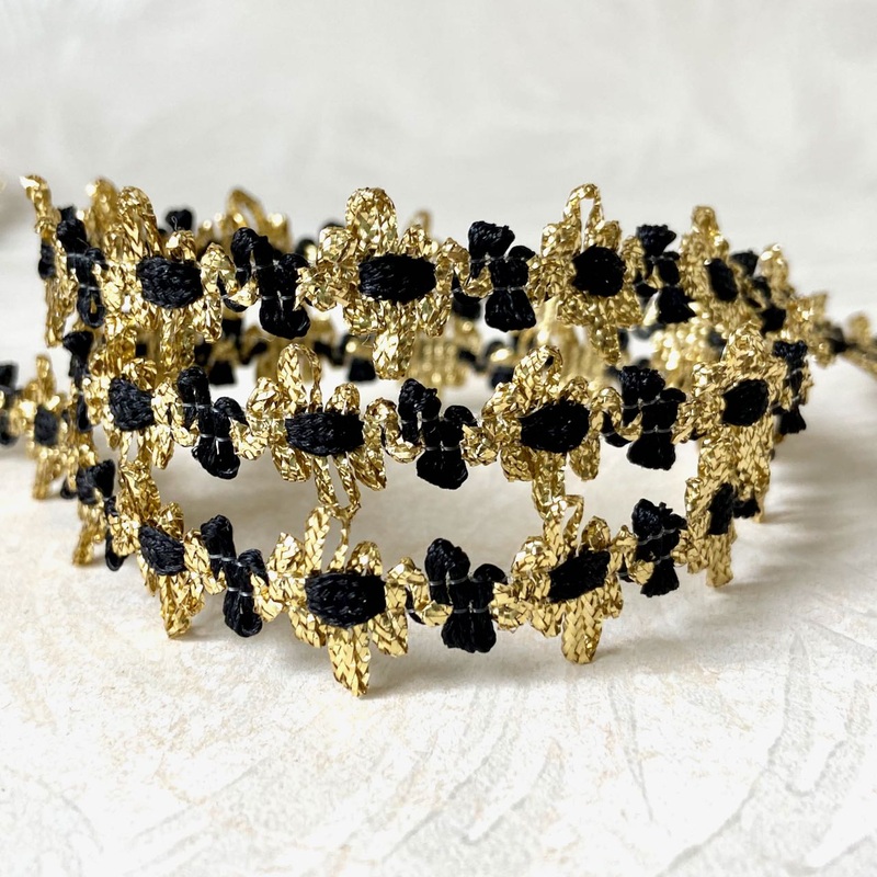 Metallic Rococo Braid-Gold & Black-By the Yard & 72 Yard Roll