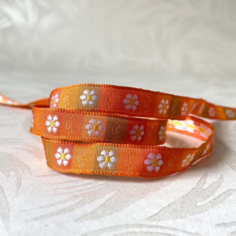 Narrow Daisy Taffeta-Orange-By the Yard & 100 Yard Roll