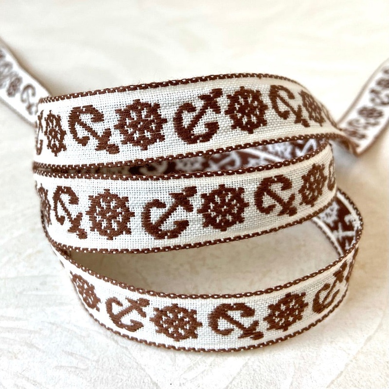 Nautical Jacquard - Vintage-Brown-By the Yard & 144 Yard Roll