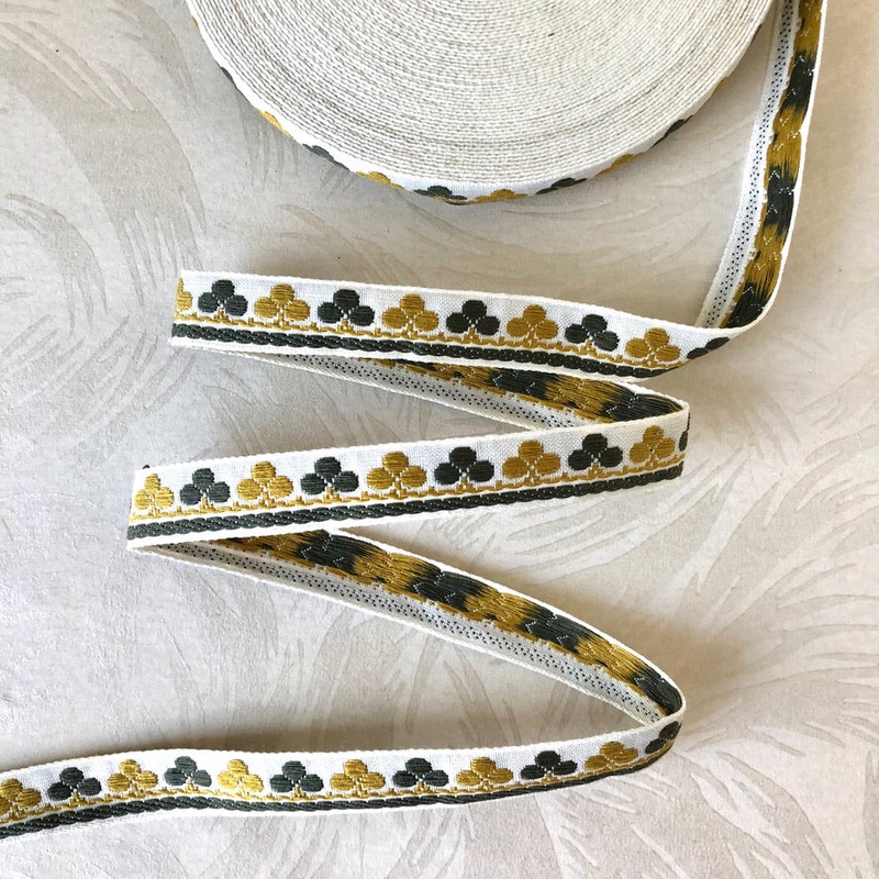 Triple Circles Jacquard-Loden & Gold-By the Yard & 36 Yard Roll