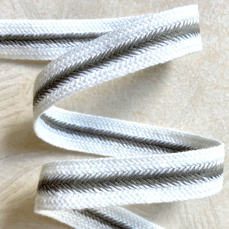 White and Gray Cotton Braid Trim - Vintage