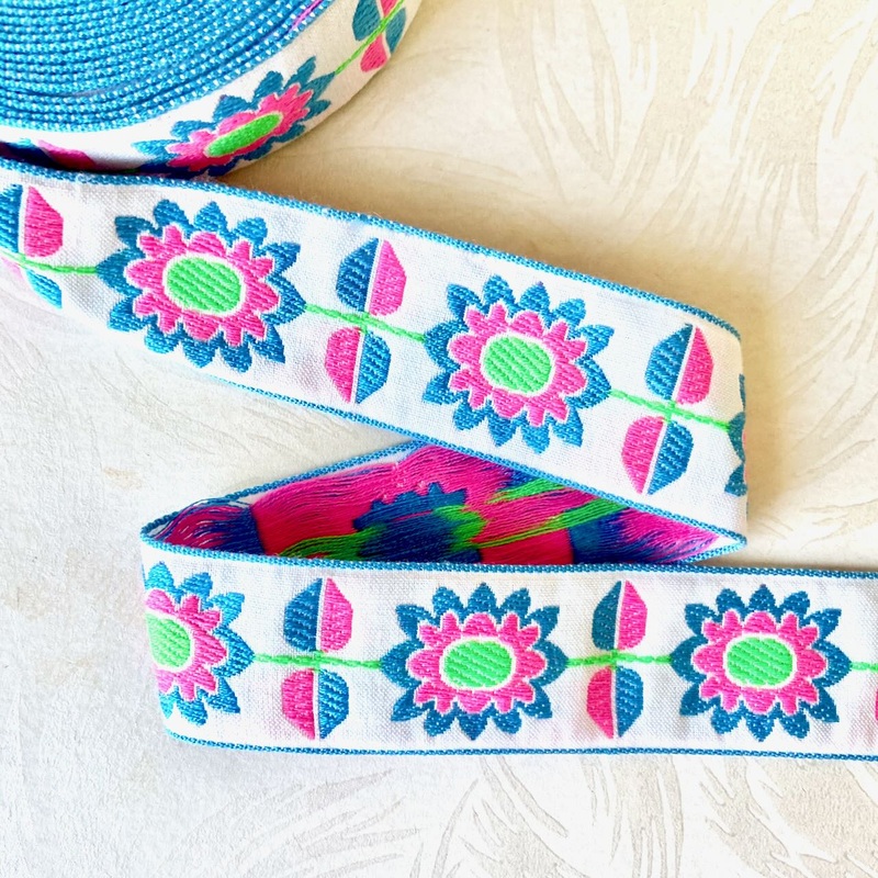 Bright Floral Jacquard-Blue Pink Green