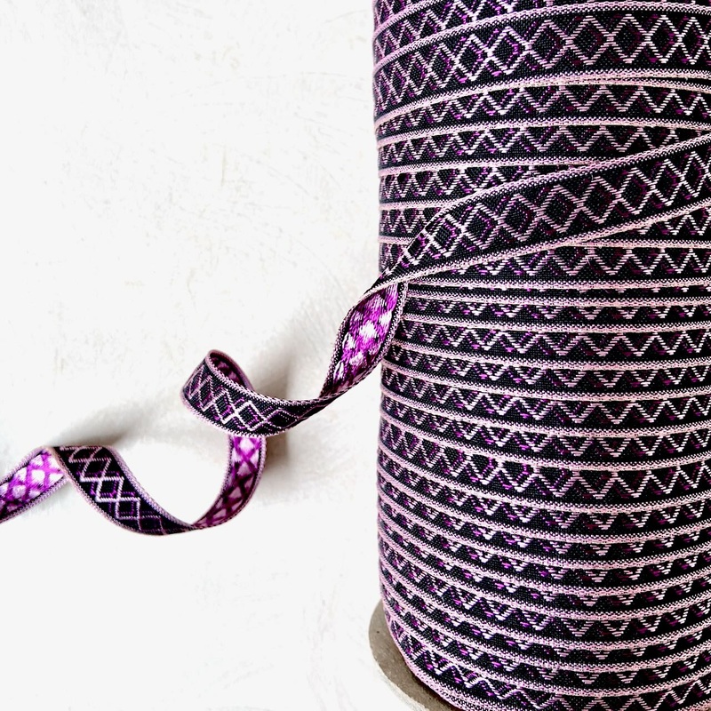 Diamond Jacquard-Lilac & Lavender on Black-By the Yard & 144 Yard Roll