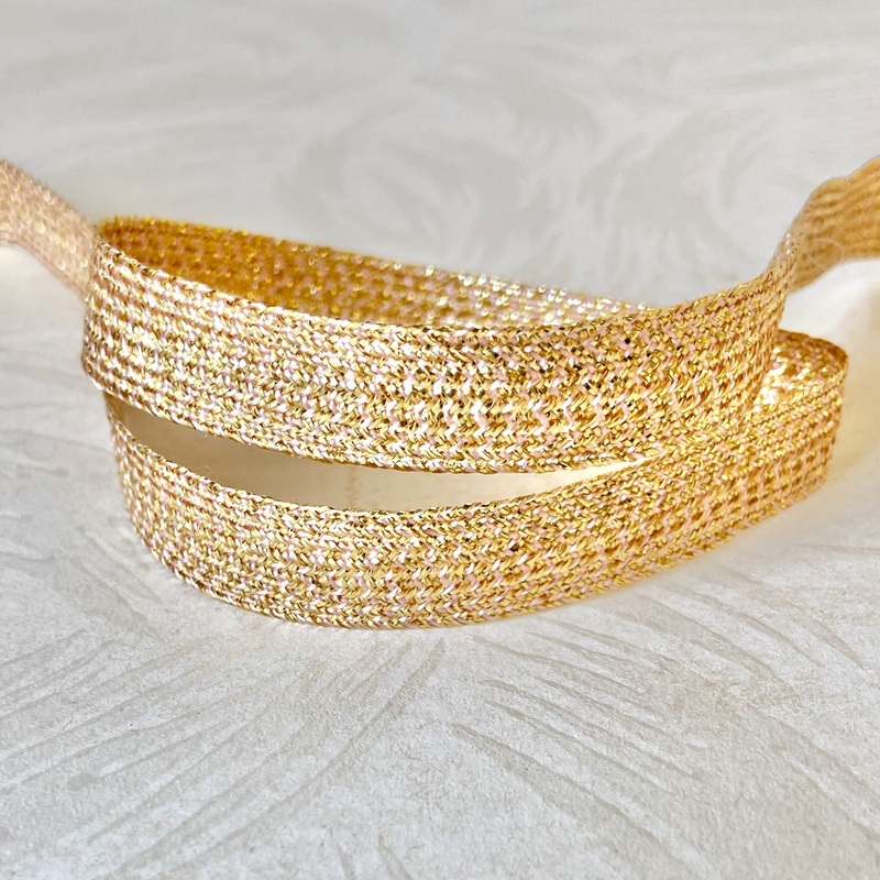 Flat Metallic Braid-Gold, Pink