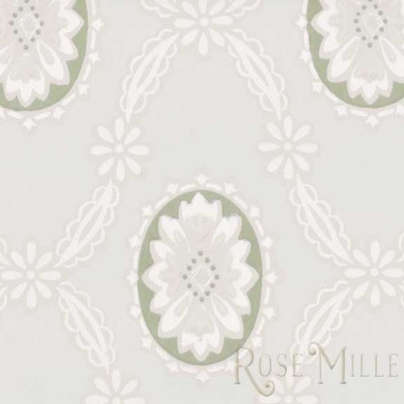 Floral Medallions in Green - Signature Vintage Scrapbook Papers