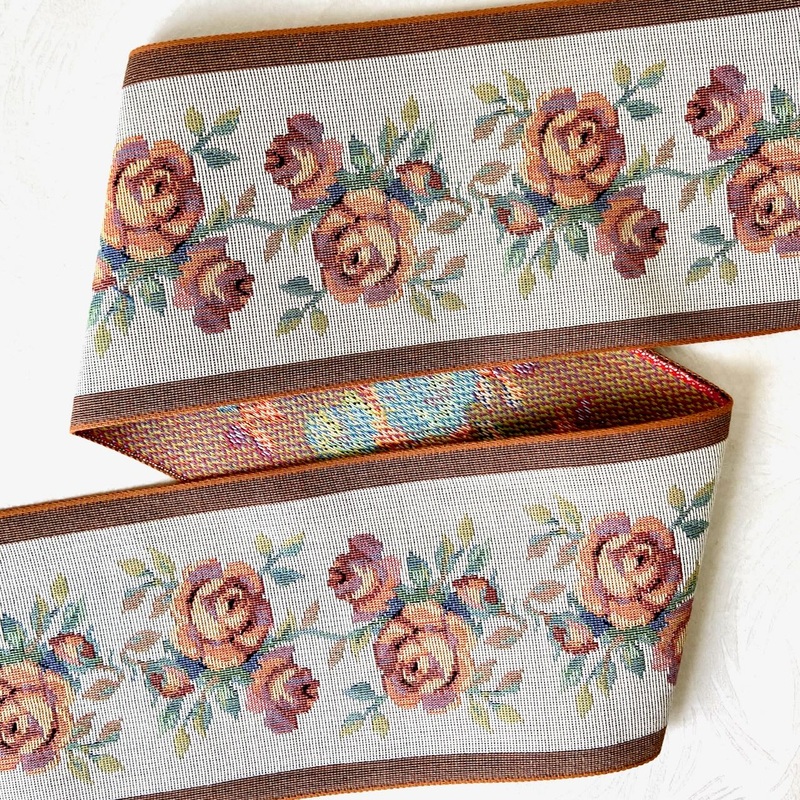 Floral Tapestry Jacquard-Orange, Taupe, Green, Denim