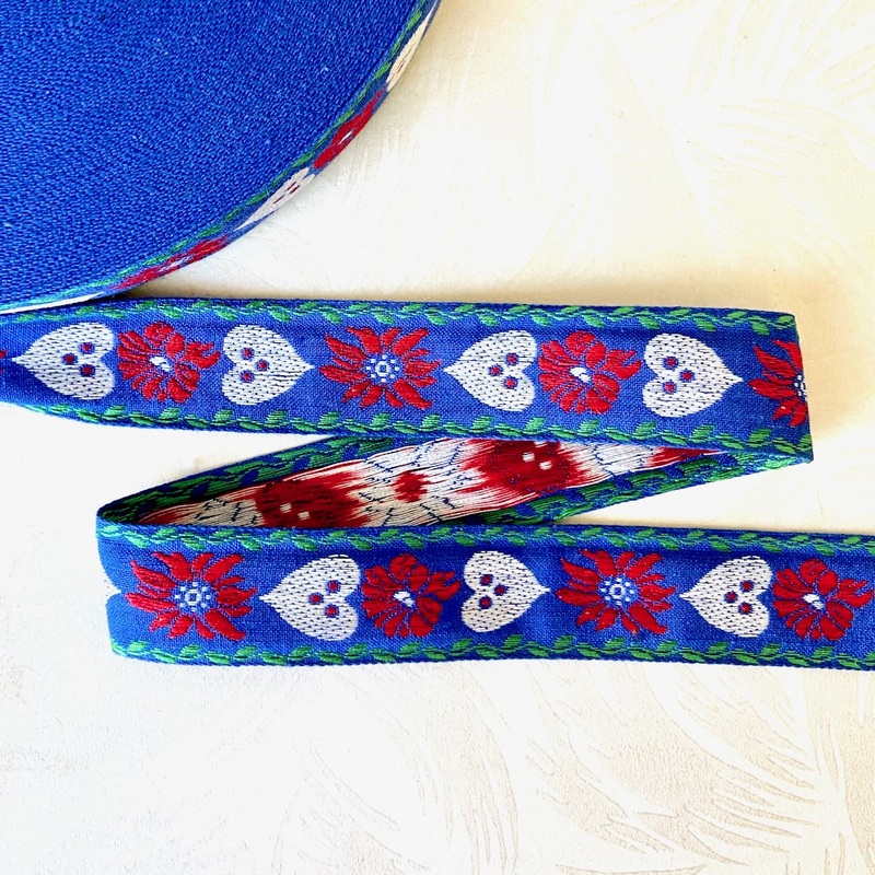 Heart & Flower Jacquard-Blue-By the Yard & 36 Yard Roll