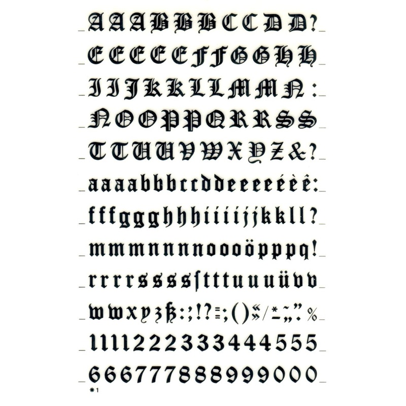 Olde World Black Transfer Letters
